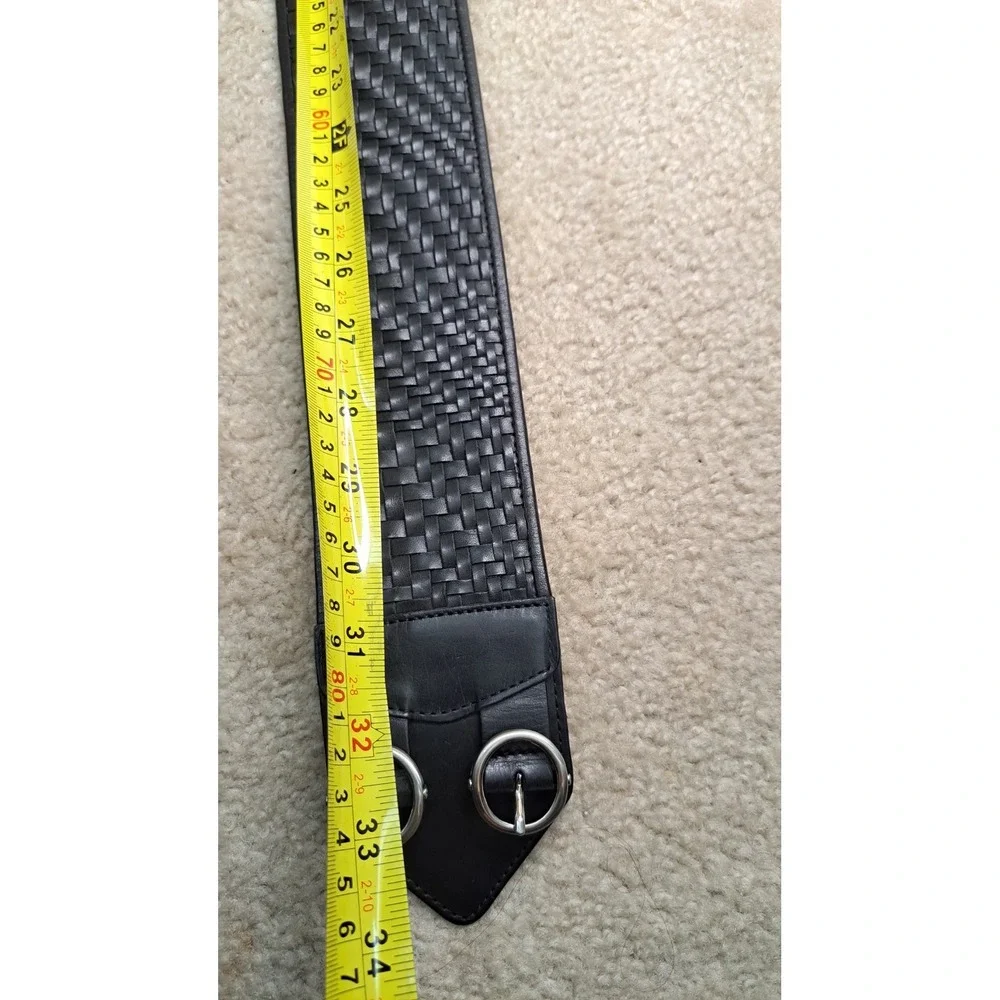 Cole Haan Woven Black Leather Belt  B20774 Size S 33in Long